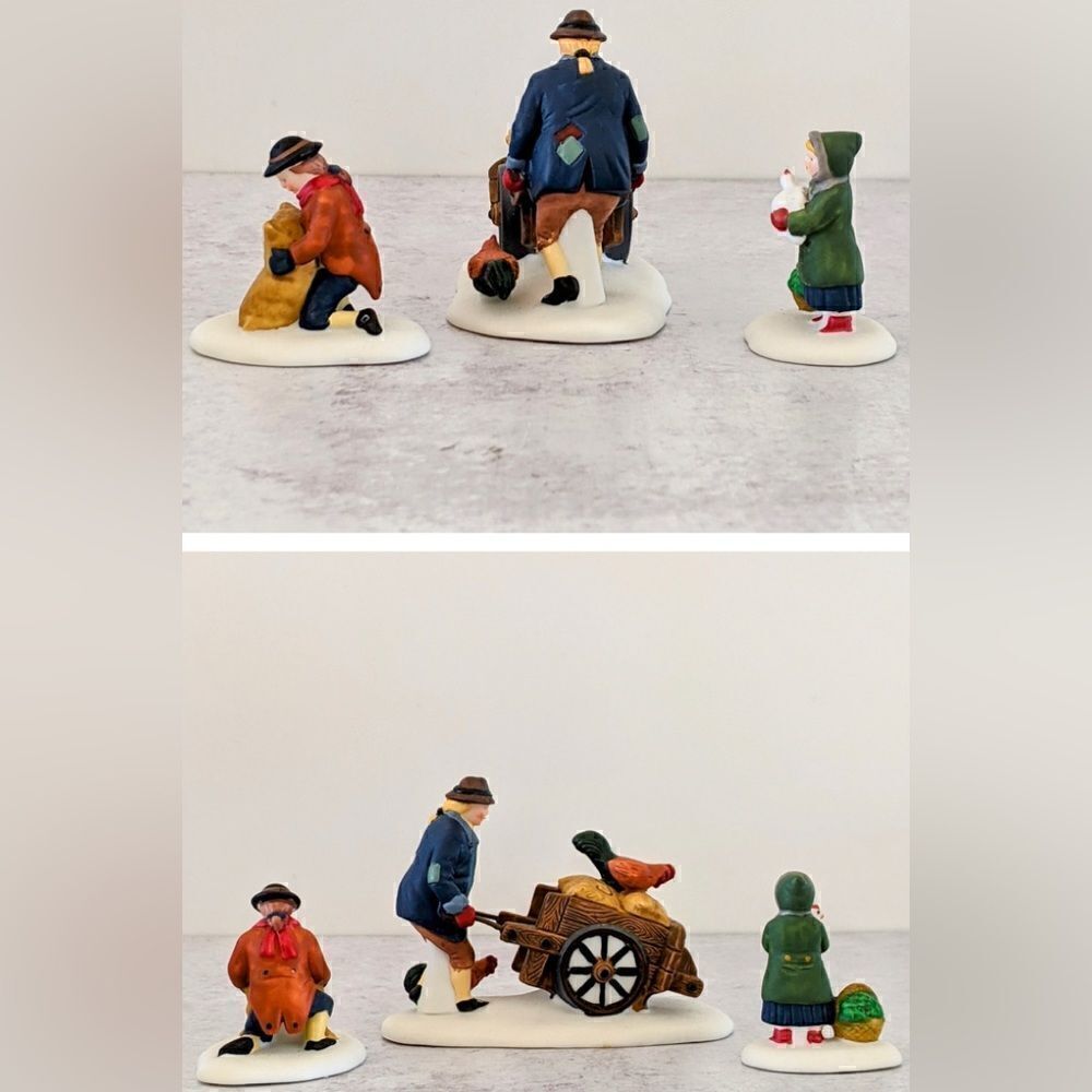 Dept 56 Heritage Village New England Collection 3 pc Harvest Seed Cart MINT